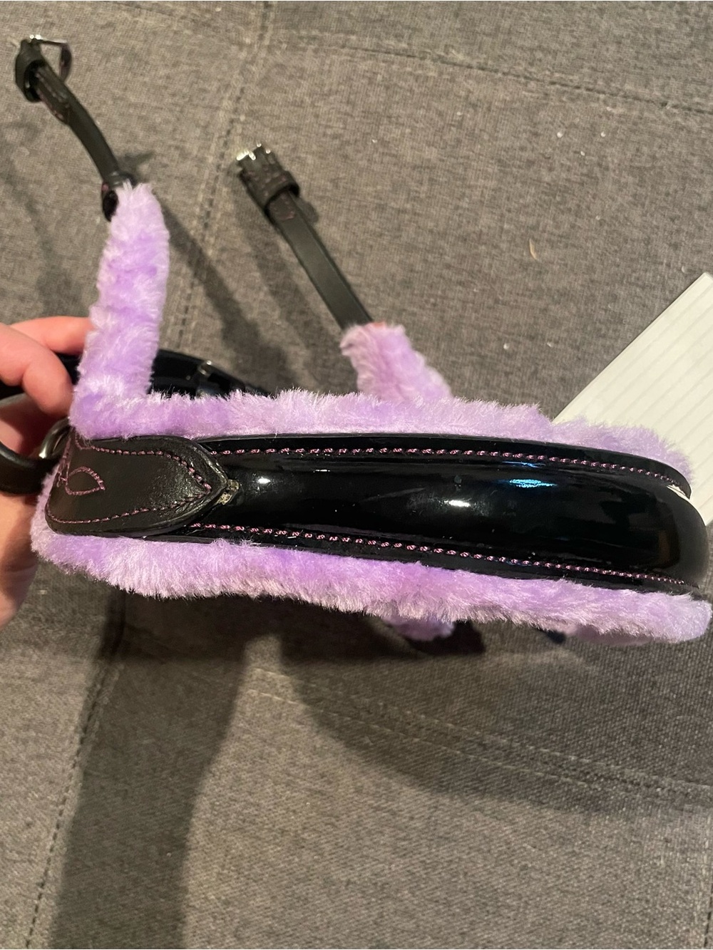 Purple Fuzzy Ergonomic Noseband Full Size Black Horse - Picture 3 of 4